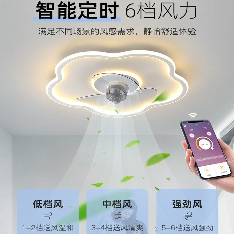 Smart Bedroom Ceiling Fan Light, Ceiling Fan Light, Simple Dining Room Ultra-thin Modern Living Room Household Electric Fan Chandelier