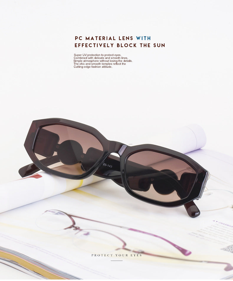 2025New Small Square Frame Sunglasses European and American Trendy Head-Shaped Polygonal Glasses Small Frame Sunglasses for Men