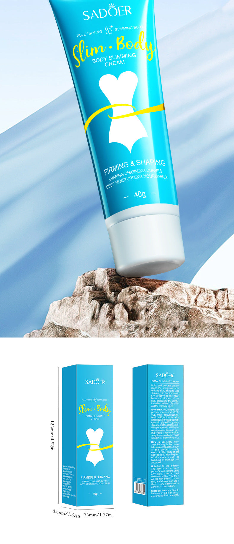 Full English Slimming Cream SADOER Body Shaping Care Products  Foreign Trade Live Streaming Skincare Manufacturer Wholesale