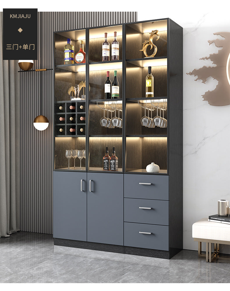 Glass Wine Cabinet for Living Room, Wall-Mounted, Modern Minimalist, Light Luxury, Double-Door Wine Cabinet, Home Dining Side Cabinet, High-End Display Storage Cabinet