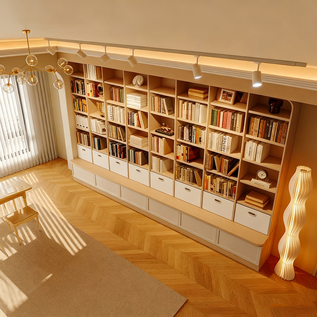 Custom Aluminum Alloy Bookshelf Full Wall Home Library Living Room Ceiling-to-Ceiling Integrated Cabinet Large Capacity Bookshelf