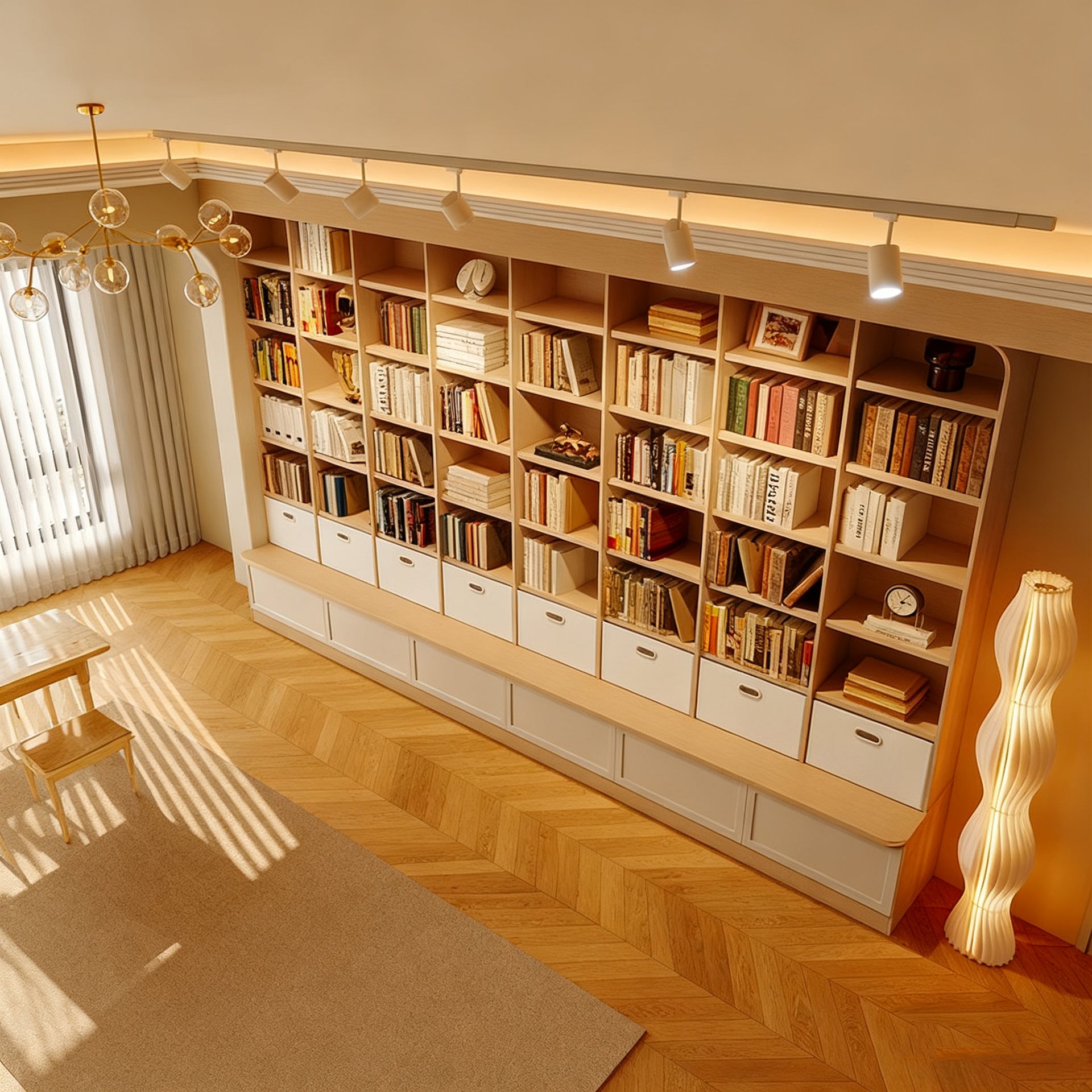 Custom Aluminum Alloy Bookshelf Full Wall Home Library Living Room Ceiling-to-Ceiling Integrated Cabinet Large Capacity Bookshelf