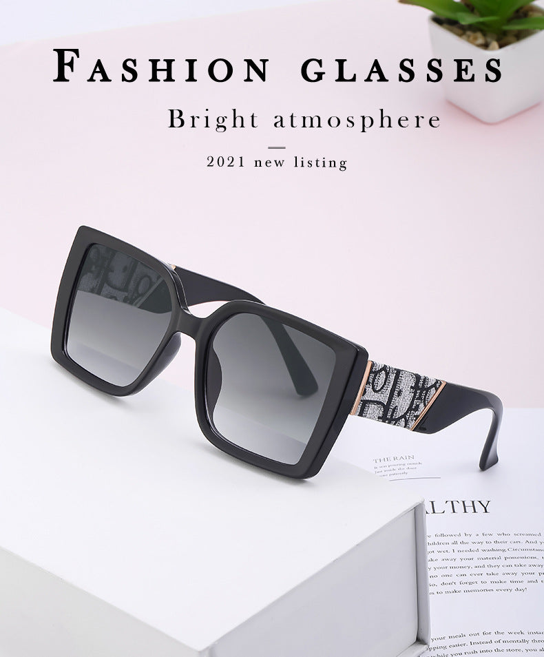 New Fashion Large Frame UV Protection Sunglasses for Women Square Frame Sunglasses European and American Style Glasses