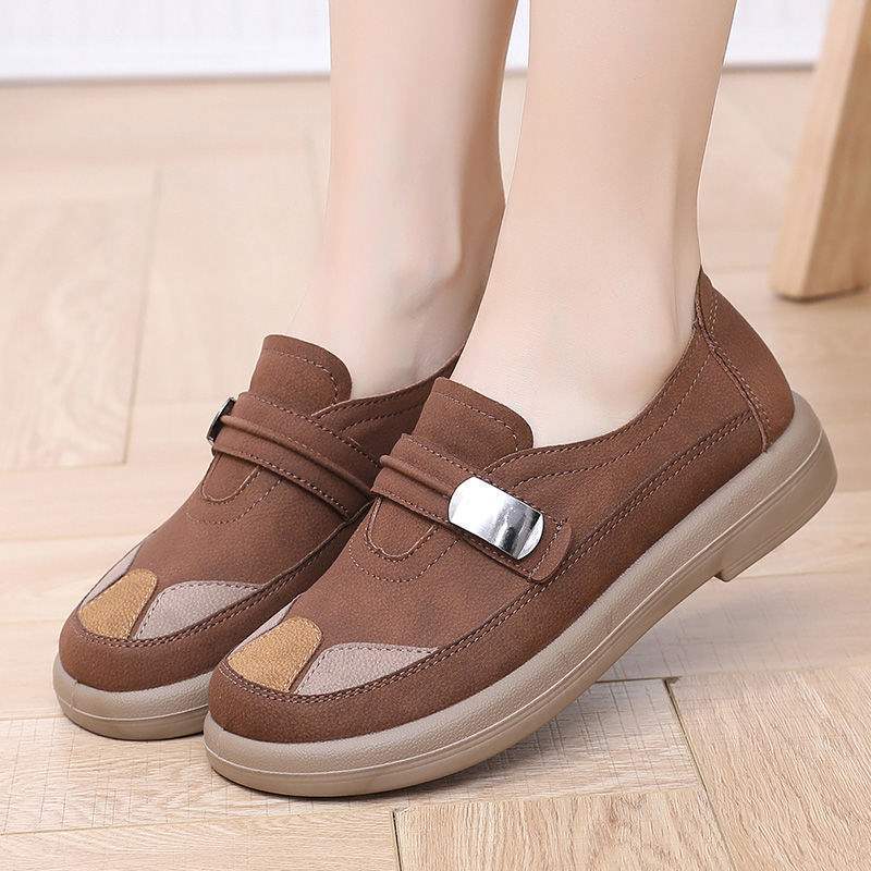 Beijing Spring and Autumn Single Shoes Cloth Shoes for Mothers Women's Flat Shoes for Middle-aged and Elderly Loose Breathable Women's Shoes Casual Non-slip Soft Sole
