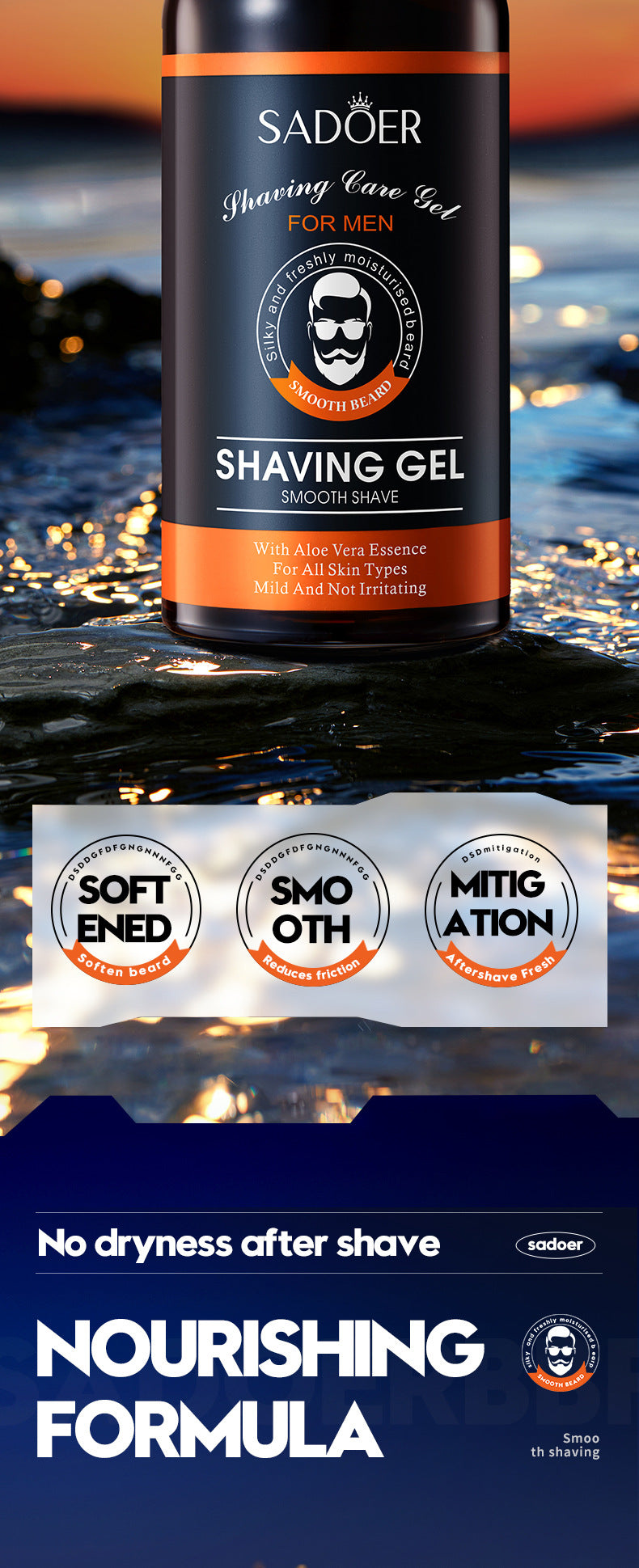Full English Men's Shaving Gel210ml SADOER Softening Beard  Wholesale