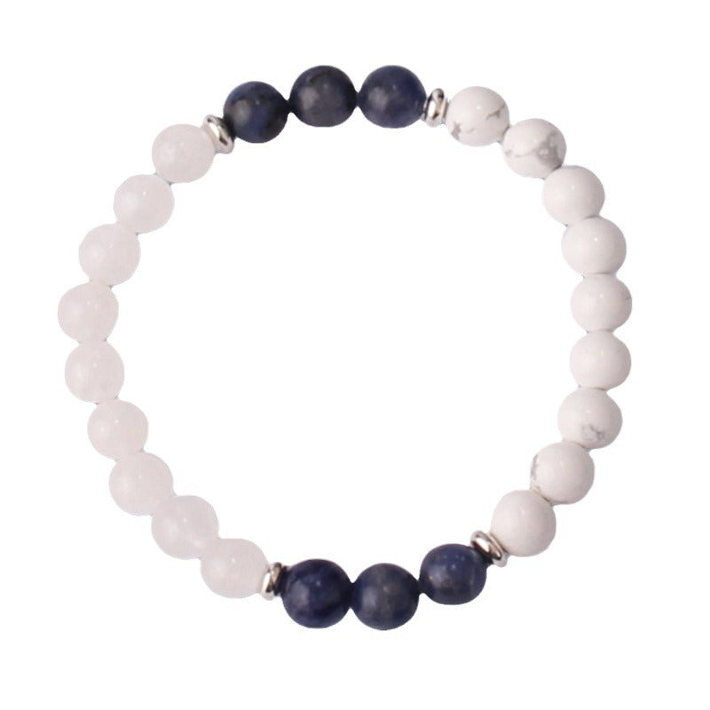 Women's White Pine Spacer Bracelet European and American Couple Obsidian Magnetic Bracelet8mm Beaded Amethyst Tiger Eye Bracelet