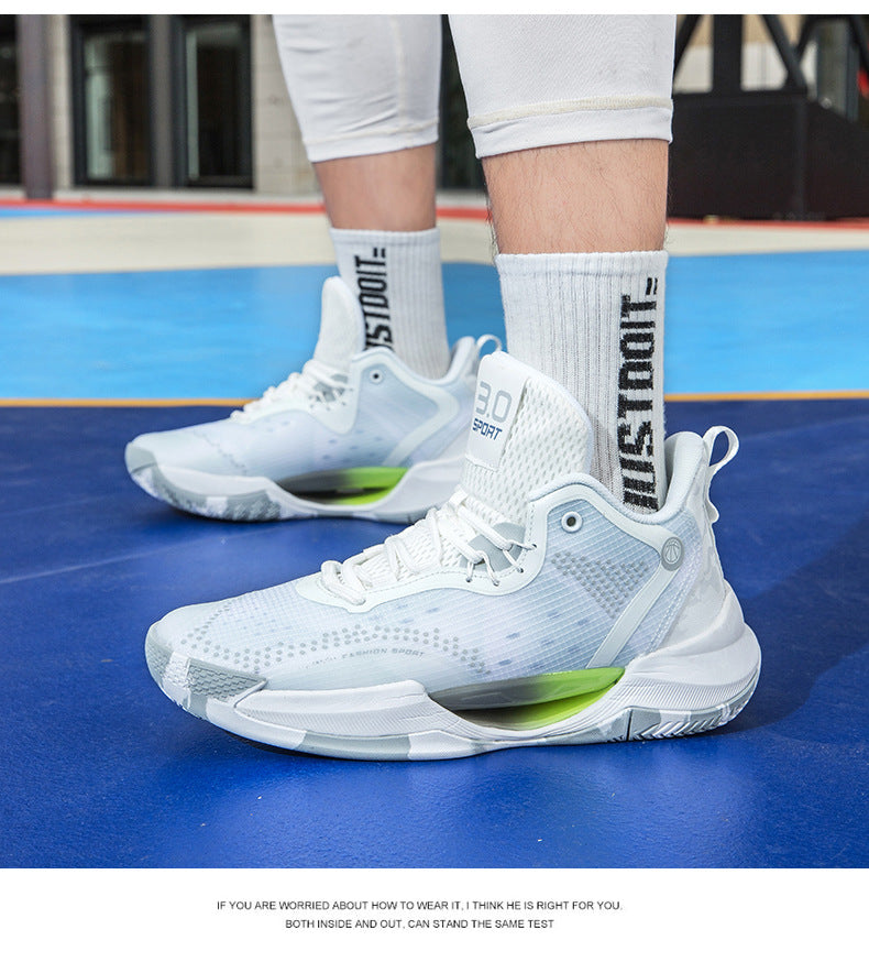 New Trendy Fashion Basketball Shoes Breathable Mesh Sports Shoes High Top Luminous Lightweight Comfortable Men's Sneakers