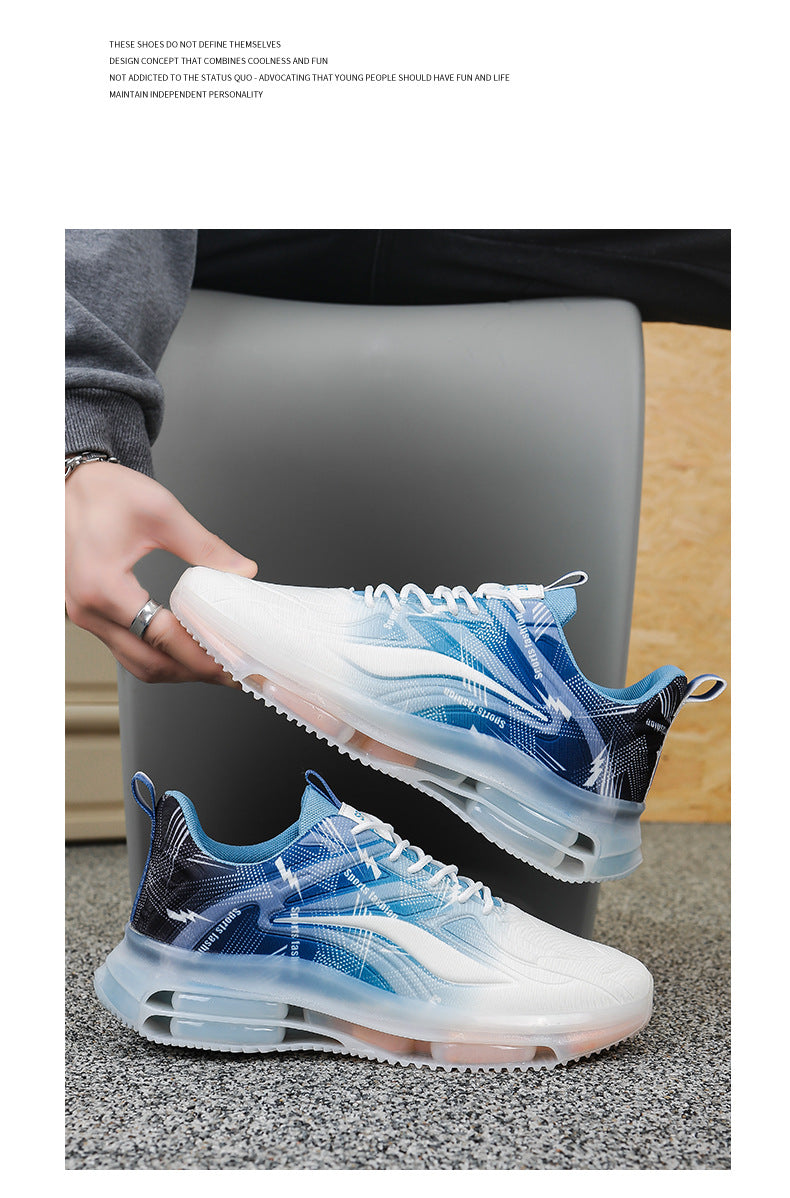 Men's Sports Shoes Spring and Autumn Ice Silk Hot Style Air Cushion Shock Absorption Trendy Men's Shoes Youth Running Shoes Student Casual Running Shoes