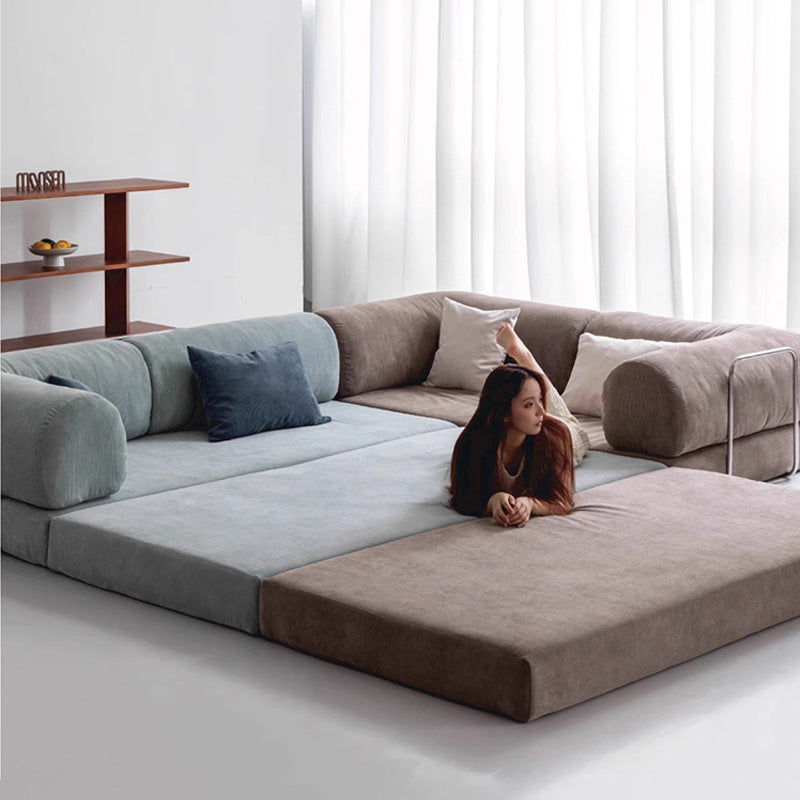 Fabric Sofa Small Apartment Foldable Dual-use Compression Retro Single and Double Modular Pudding Sofa Bed