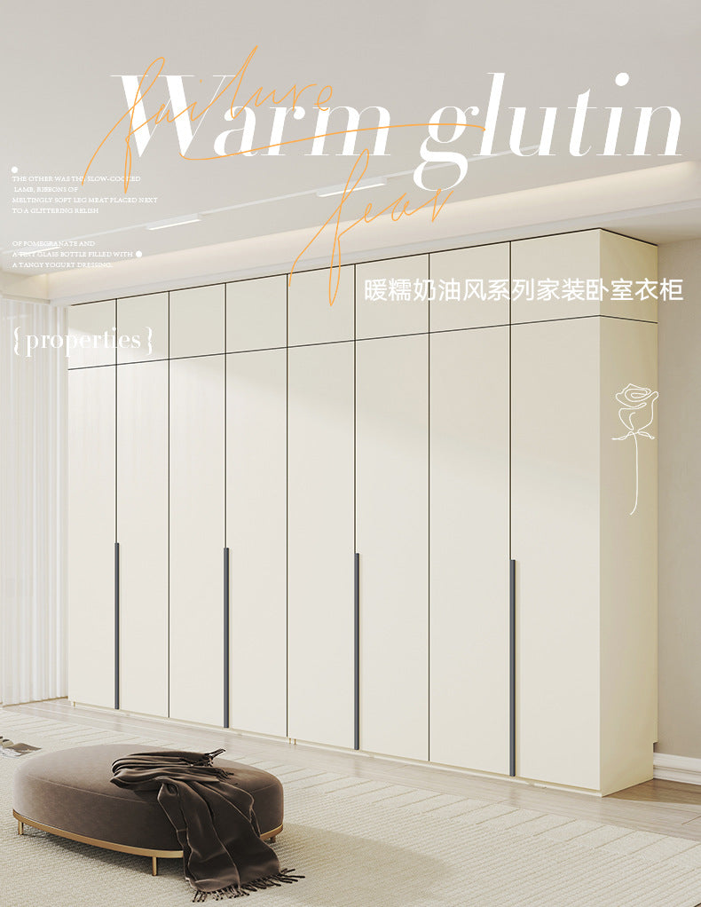 European Pine Board Full-Height Wardrobe3.0/2.8/2.7/2.6/2.5m Mi Light Luxury Bedroom Storage Cabinet