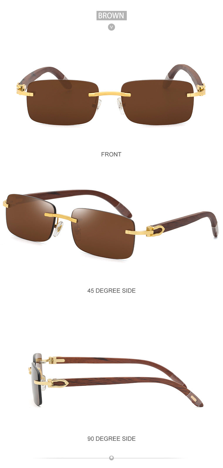 Fashion Sunglasses for Men Frameless Wooden Leg Slingshot Sunglasses Men Trendy Wooden Optical Frame sunglasses