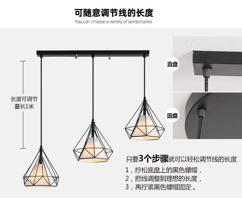 Restaurant Chandelier Three-Head Light Luxury Lighting Modern Simple Dining Table Bar Counter led Long Strip Dining Room Light2025New Year