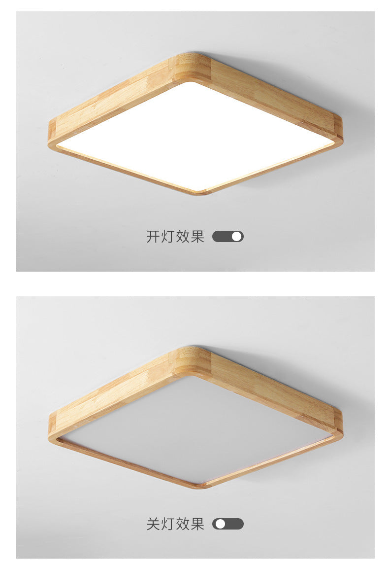 Log LED Ceiling Light Simple Modern Living Room Master Bedroom Dining Room Study Balcony Elegant Solid Wood Japanese Style Lighting
