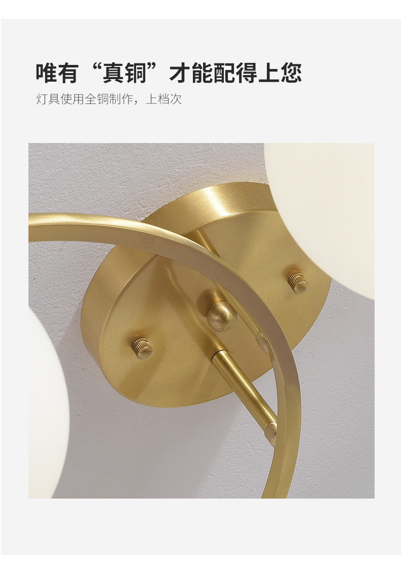 All-Copper Ceiling Light Nordic Style Bedroom Light Modern Simple Elegant Master Bedroom Room Light Creative Personality Living Room Light