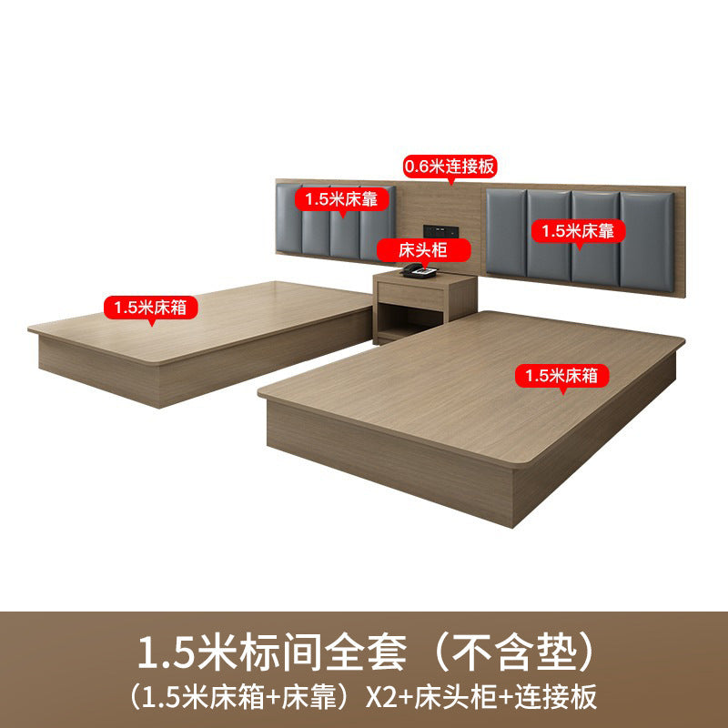 Hotel Bed Hotel Furniture Standard Room Full Set B&B Express Hotel Apartment Single and Double Bed B&B Guest Room Special Bed