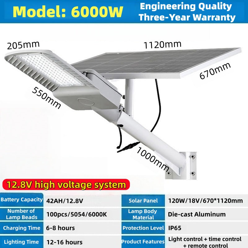 High Brightness Solar Outdoor Light IP65 Courtyard Lighting Aluminum Waterproof Street Square LED Solar Street Light