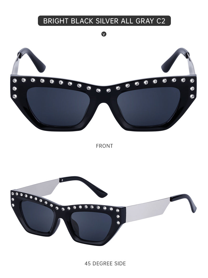 New Fashion Cat Eye Sunglasses for Women Trendy High-end Rhinestone Sunglasses Wholesale sunglasses