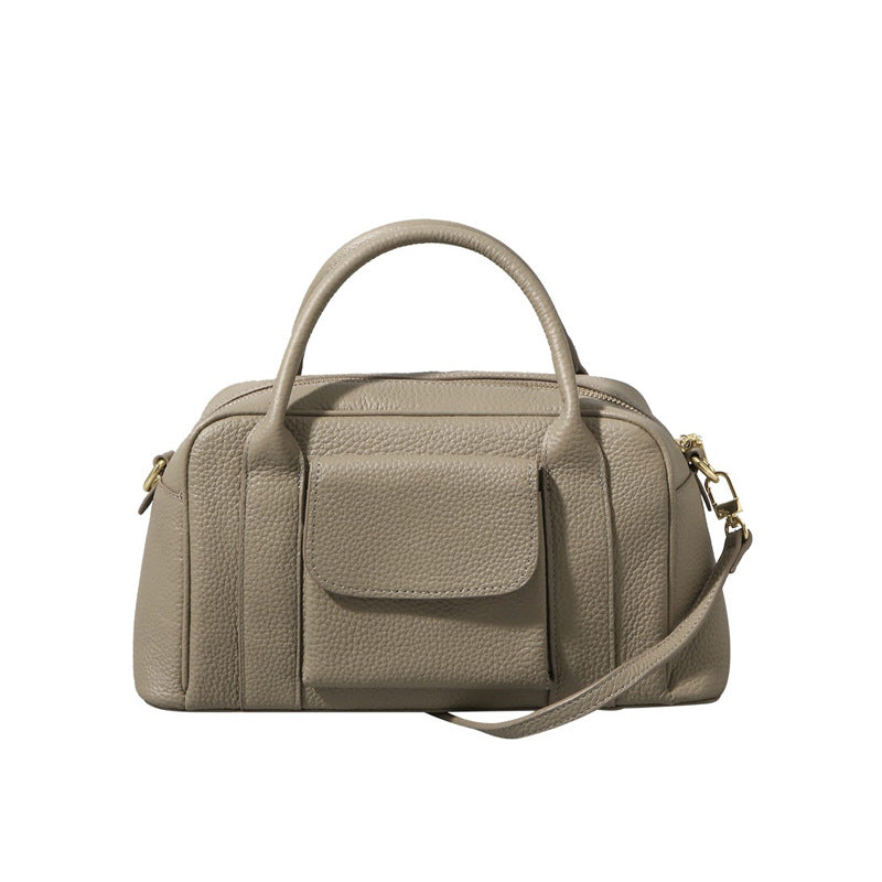 Guangzhou Luggage2025New Top Layer Handheld Cowhide Boston Bag Large Capacity High-end Handbag Crossbody Genuine Leather