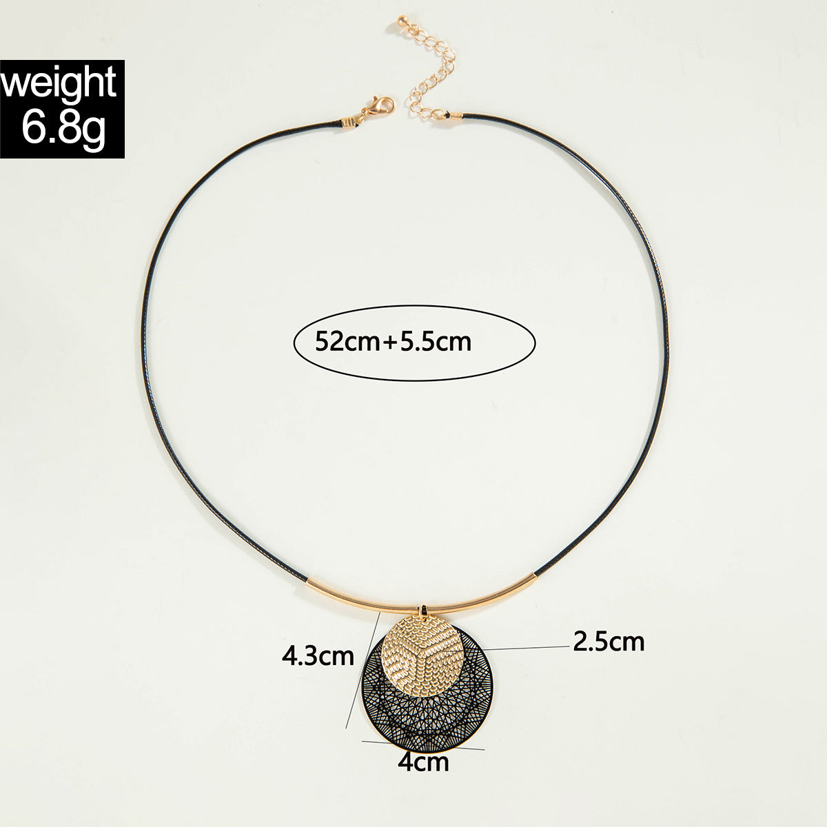 European and American New Style Personality Mesh Round Pendant Necklace for Women Elegant Simple Textured Round Pendant Rope Chain Necklace