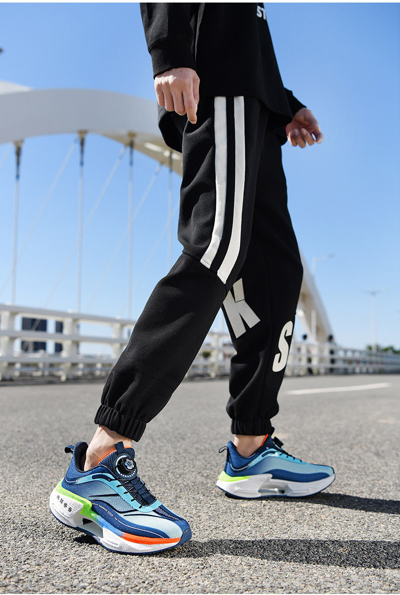 2025Men's and Women's Shock Absorption Breathable Non-Slip Sports Shoes Hollow Popcorn Carbon Plate Soft Sole Running Shoes Breathable Shock Absorption