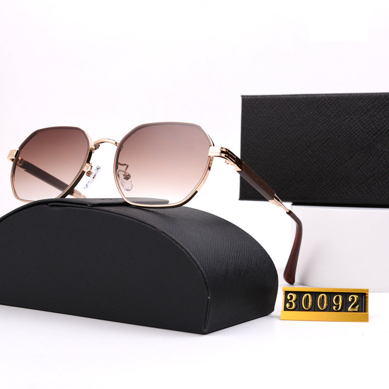 New P Home Polygonal Metal Sunglasses 30092Fashionable Trendy Metal Hexagonal Frame