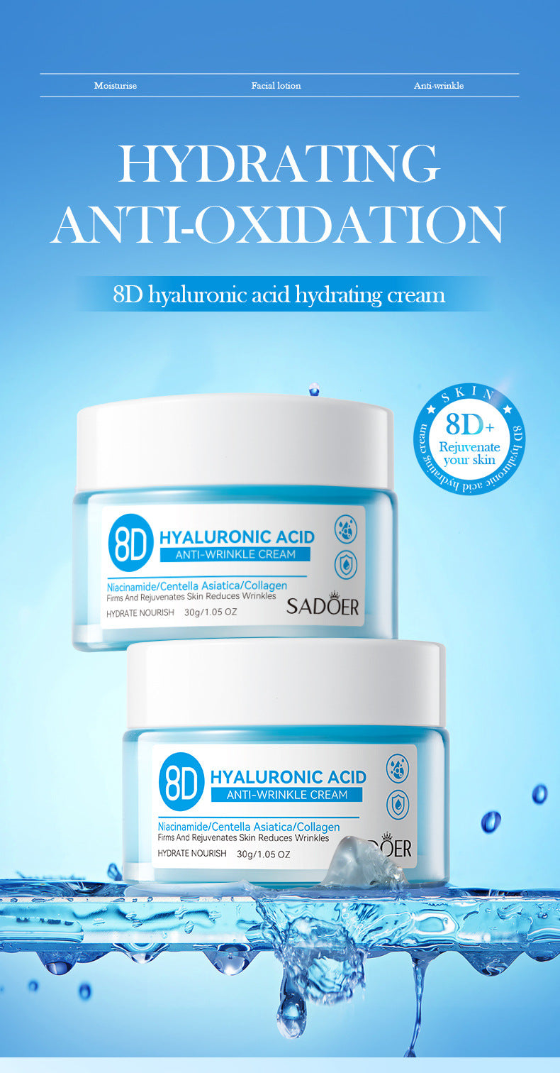 Full English Hyaluronic Acid Face Cream SADOER8D Anti-wrinkle Hydrating Nourishing Face Cream Moisturizing and Rejuvenating  Foreign Trade Wholesale