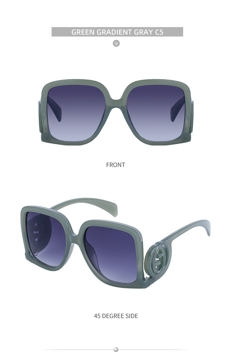 European and American fashion large frame sunglasses for women with a high-end feel INS Wind Sunglasses Sun Protection No Makeup Glasses Square Frame sunglasse