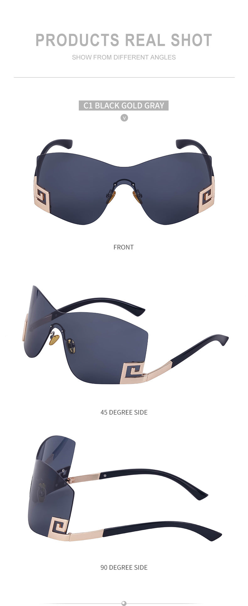 European and American Fashion Frameless Windproof Sunglasses for Women Trendy Large Frame Sunglasses Women's Glasses Wholesale sunglasses