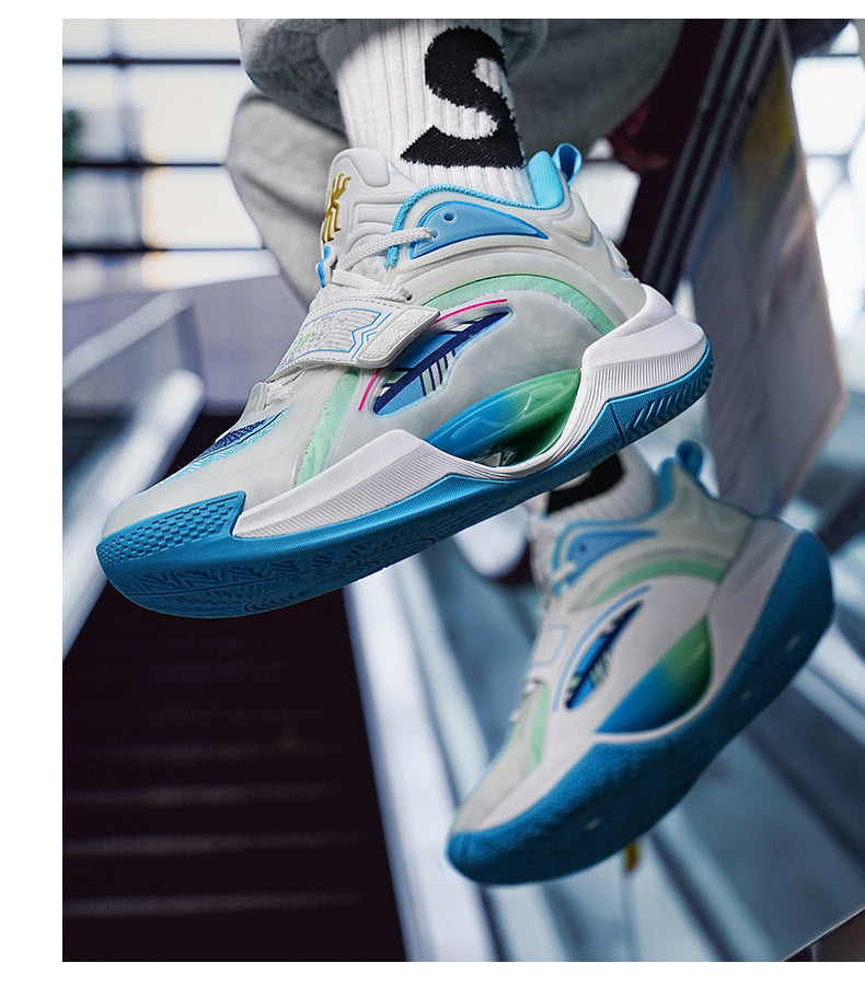 Summer Trendy Fashion Breathable Comfortable Sports Men's Shoes Youth High Elastic Practical Wear-resistant Rubber Sole Basketball Shoes