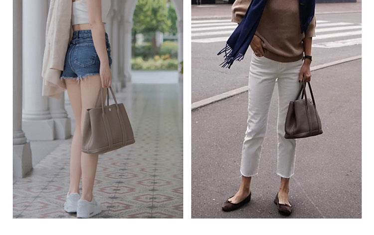 Garden Bag Summer High-End Feel Guangzhou First Layer Cowhide Women's Bag Genuine Leather Tote Bag Large Capacity Commuter Handbag