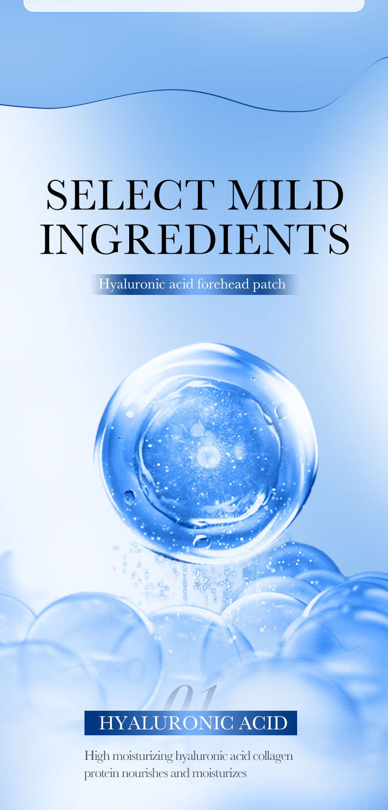 Full English Hyaluronic Acid Forehead Patch SADOER Collagen Firming Improves Forehead Wrinkles  Wholesale