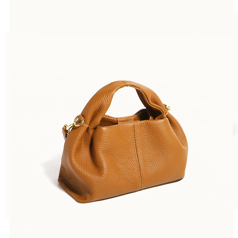 Unique Handbag2025New Handheld Cloud Genuine Leather Women's Bag Vintage Wrinkled Dumpling Bag Versatile Crossbody Bag