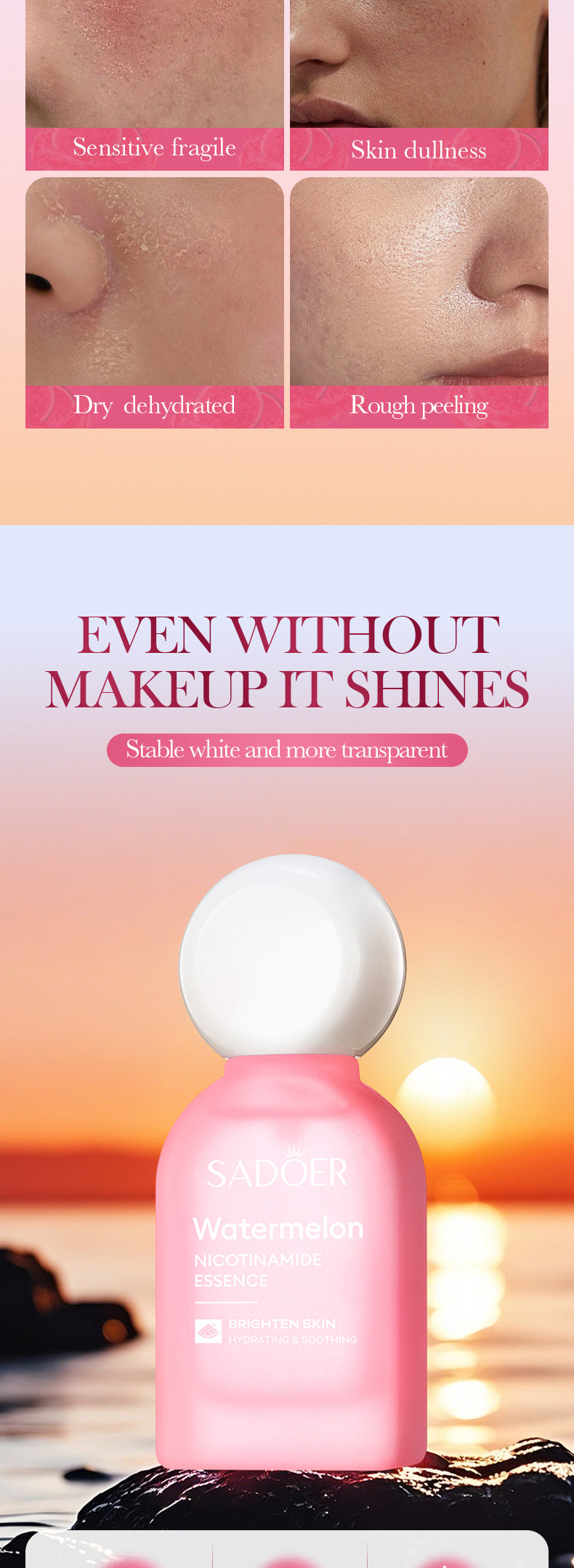 Watermelon Niacinamide Skin Rejuvenation Serum SADOER Moisturizing and Nourishing Essence Liquid Cross-Border Wholesale