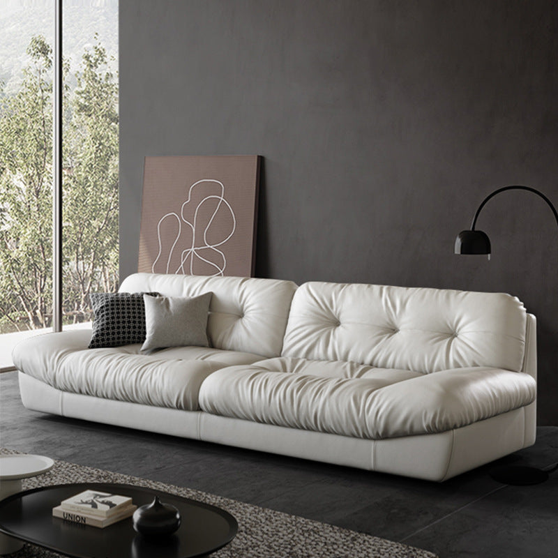 Italian Minimalist Living Room Genuine Leather Sofa Designer Straight Small Apartment Cream Style Lazy Cloud Sofa Shipping and tax not included
