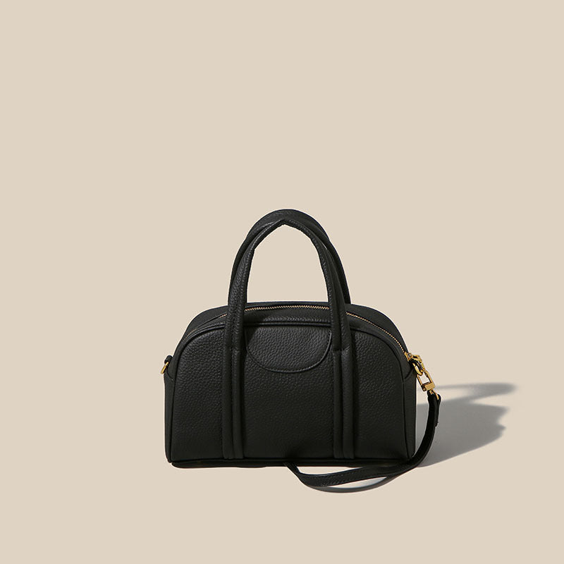 Genuine Leather Women's Boston Handbag2025Autumn Style Top Layer Cowhide Fashion Large Capacity Single Shoulder Crossbody Bag