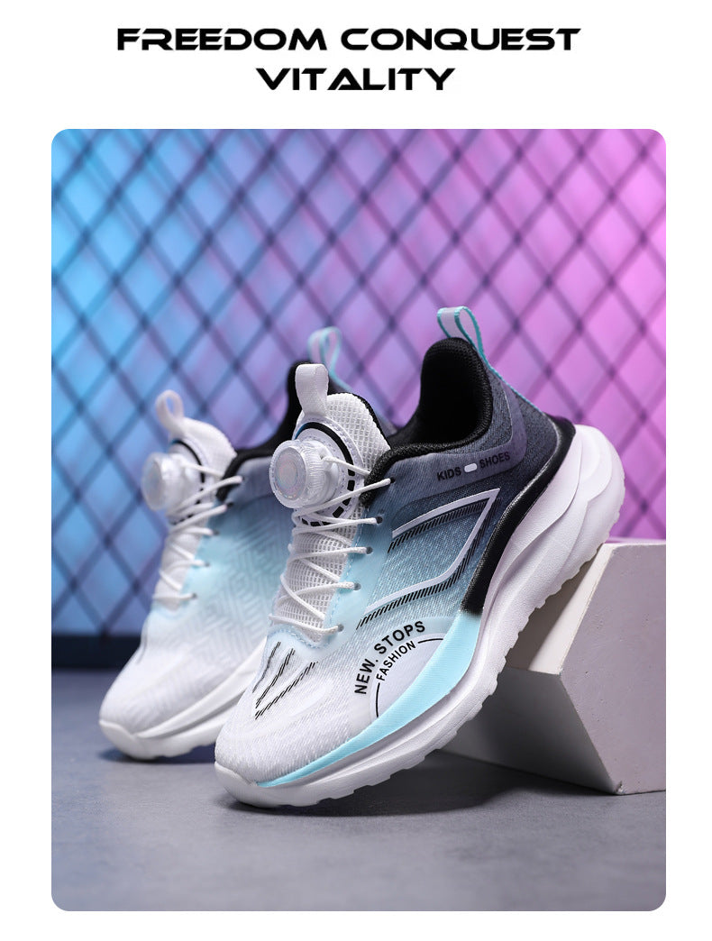 Spring and Summer New Children's Comfortable Breathable Button Running Shoes Fashionable Casual Kids Shoes Non-Slip Wear-Resistant Boys' Sports Shoes