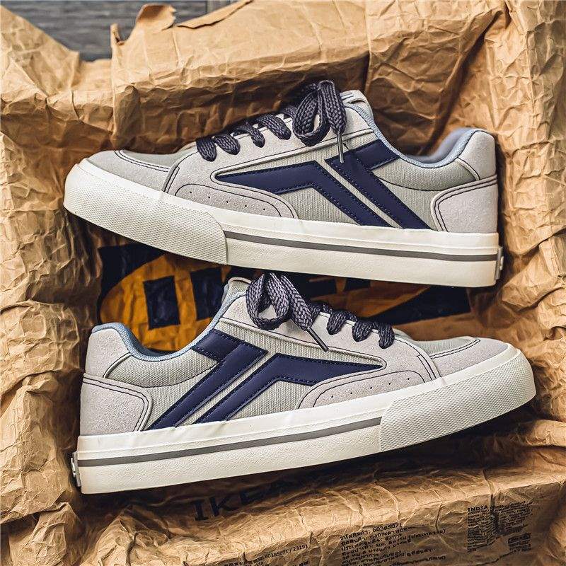 Canvas Shoes for Men, Autumn Trendy Versatile Casual Sneakers, Niche Design Student Sports Thick-Soled Height-Increasing Black Cloth Shoes