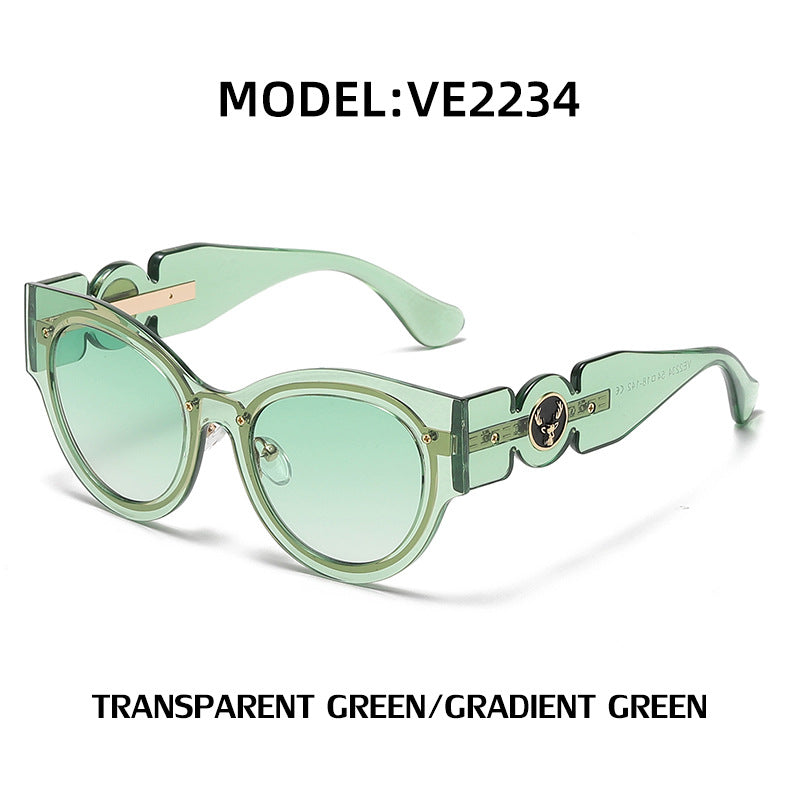 European and American Style Cat Eye Sunglasses for Women with High-end Feel ins Steampunk Frameless Sunglasses for Women Wholesale