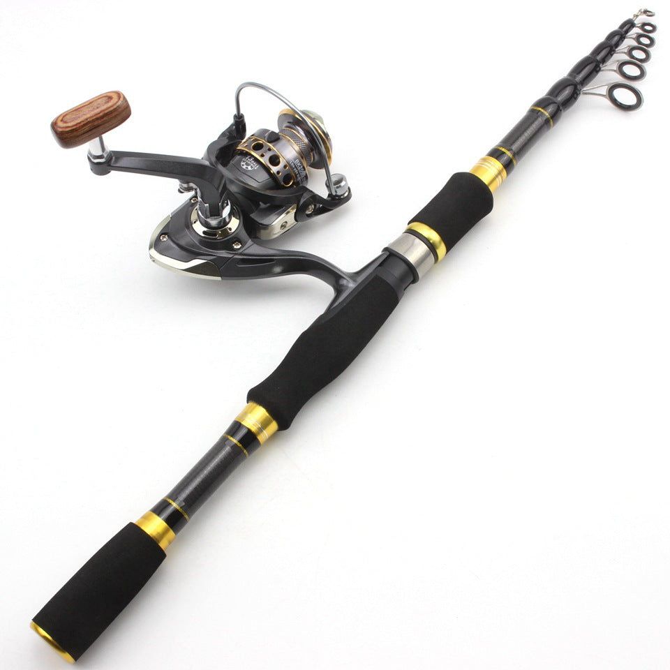 Wholesale Retractable Lure Rod Set Straight Handle Lure Spinning Reel Lure Bait Combination European and American Popular Fishing Gear