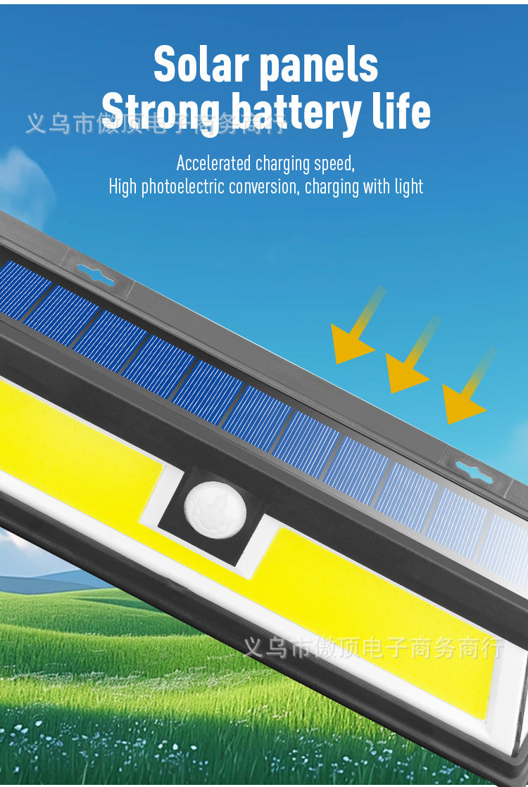 New Solar Wall Light Outdoor Human Body Sensor Light COB Courtyard Home Lighting Street Lamp Waterproof LED Garage Light
