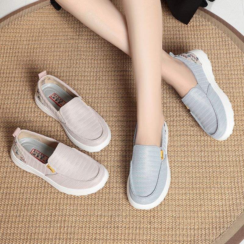Versatile Low-Top Canvas Shoes Breathable Thin Korean Style Summer Fashion Casual Shoes Thick Sole Round Toe Spring Summer