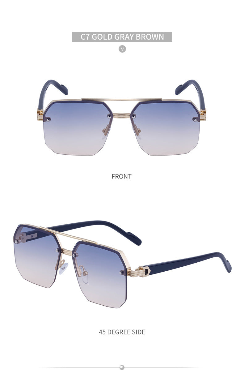2025New style sunglasses with a high-end feel, European and American half-frame glasses, fashionable sunglasses for women with UV protection sunglasses