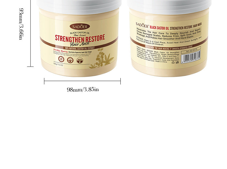 Black Castor Oil Hair Mask500gSADOER Nourishing, Smooth and Fluffy Conditioner Cross-Border Wholesale