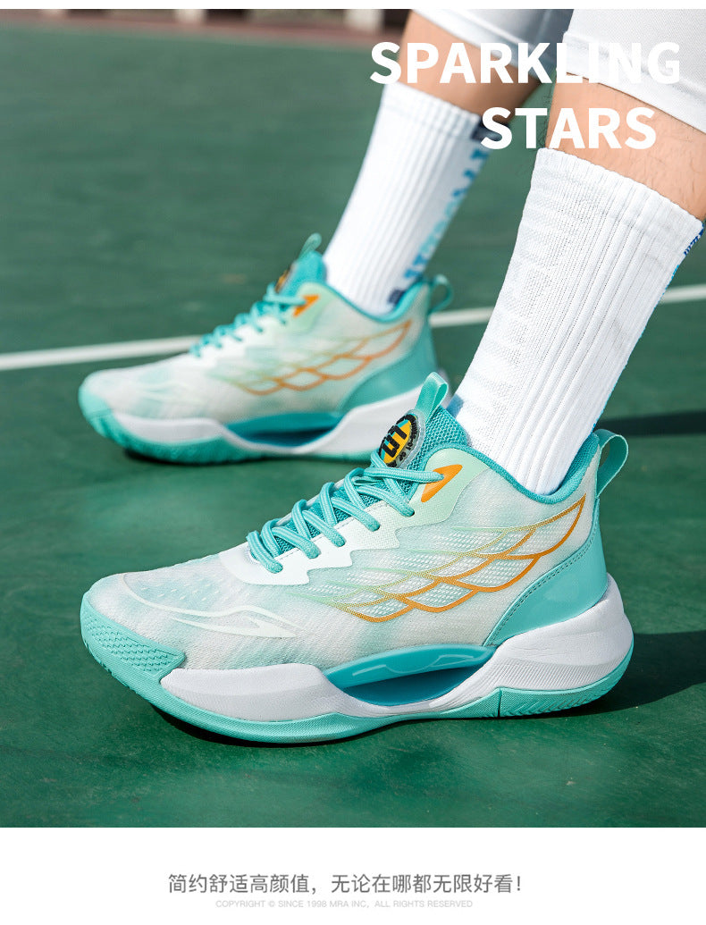 2025New Men's Shoes Mesh Breathable High Elastic Shock Absorption Sports Shoes Youth Casual Non-slip Thick Bottom Basketball Shoes