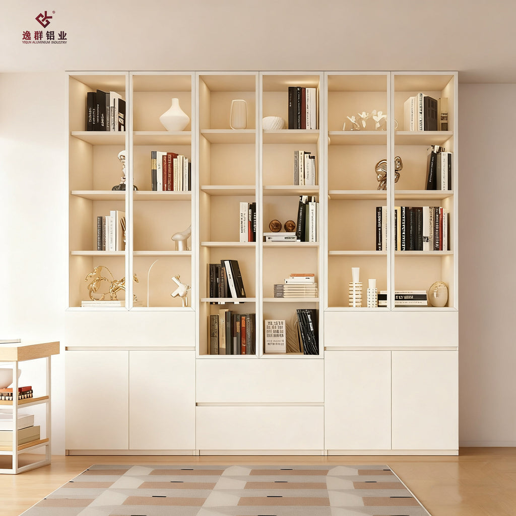 Custom Aluminum Bookshelf Wine Cabinet Integrated Wall-to-Ceiling Bedroom Living Room Whole House Furniture Design Factory