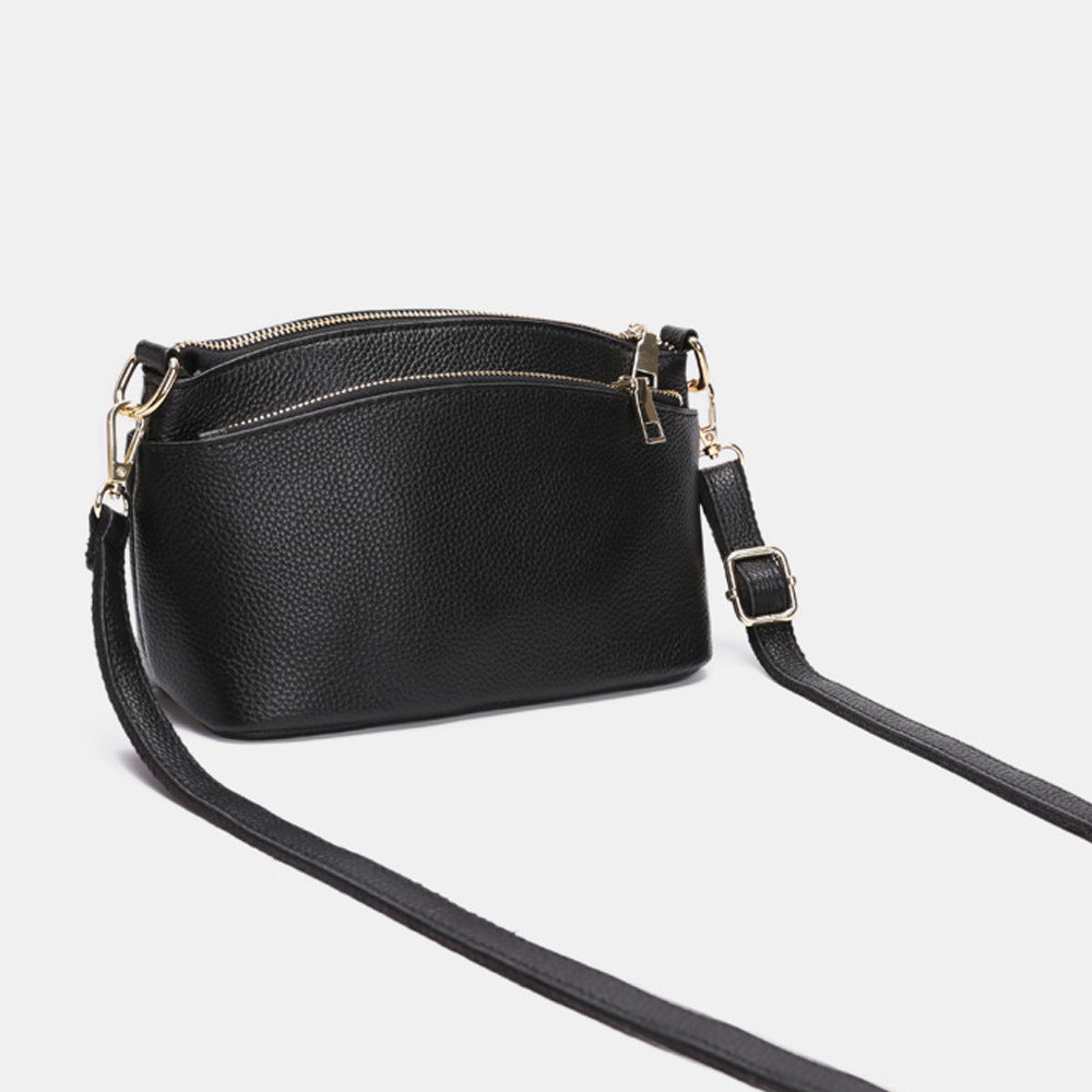 Guangzhou Shiling Genuine Leather Women's Bag for Middle-aged Moms, Small Square Bag, Top Layer Cowhide, Single Shoulder Crossbody Bag, Versatile