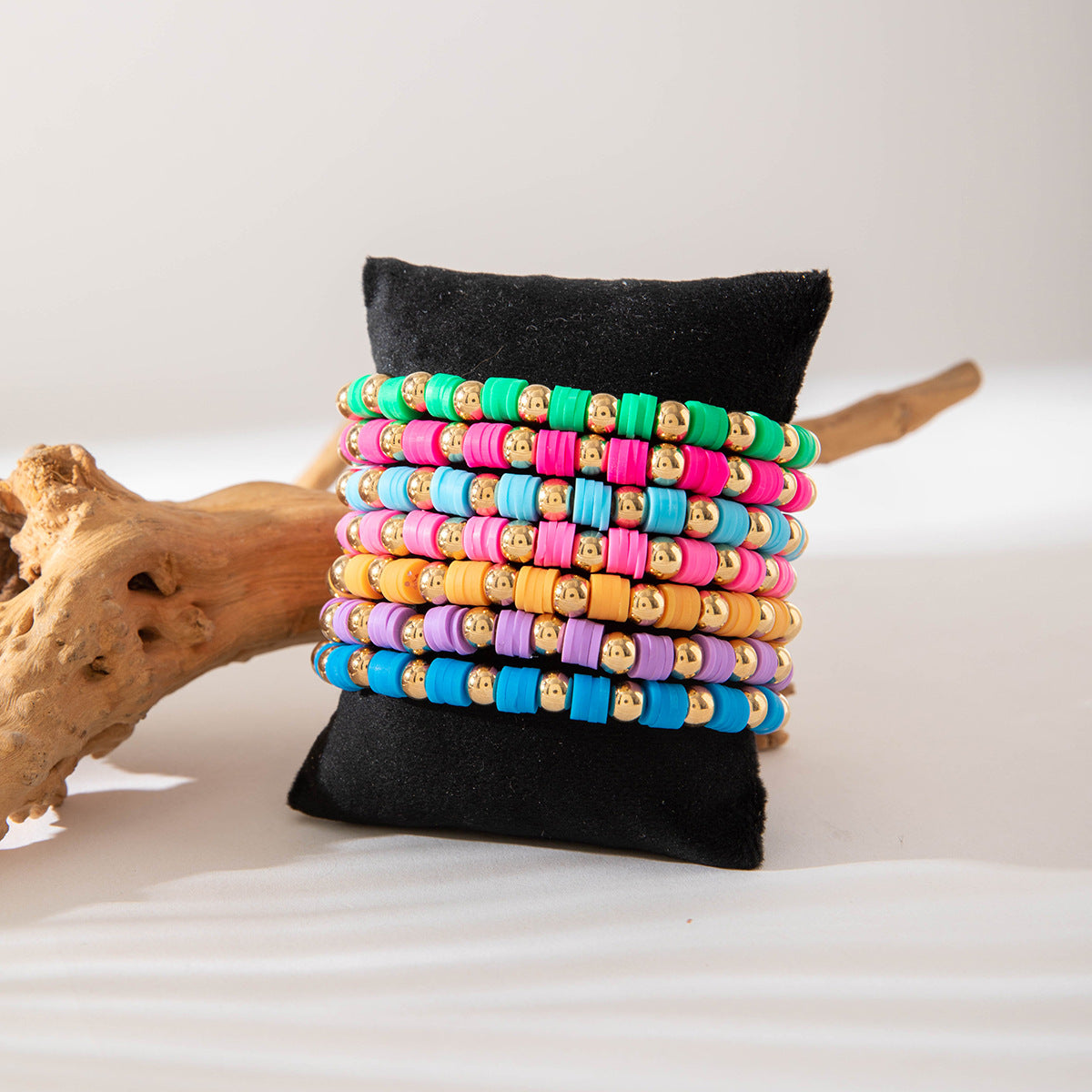 European and American Jewelry Bohemian Simple Colorful Beaded Bracelet  Fashion Dopamine Multi-layer Elastic Bracelet Wholesale