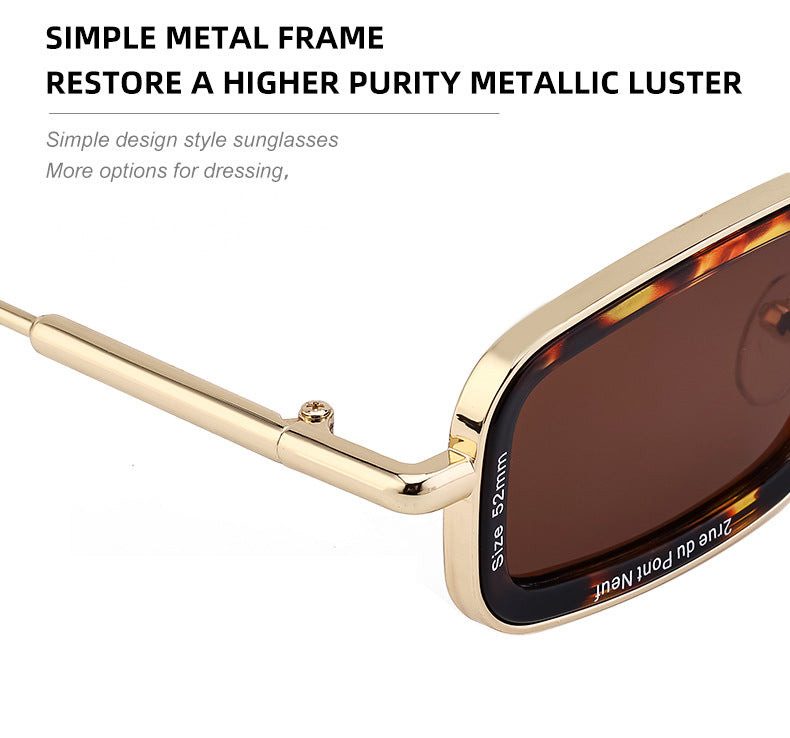 Square Small Frame Sunglasses for Women with Letter Print, Personalized European and American Retro High-End Feel ins Fashion Sunglasses for Women Trendy Glasses