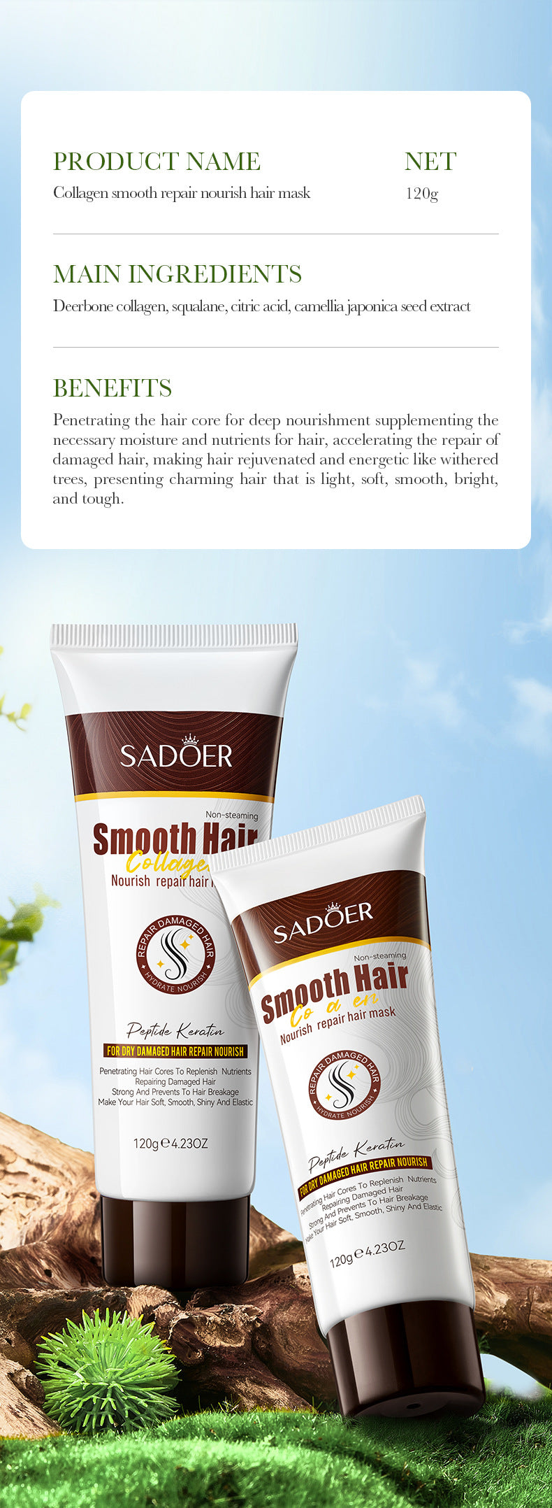 Collagen Smooth Hair Mask SADOER Nourishing and Smooth Hair Conditioner Cross-Border Wholesale