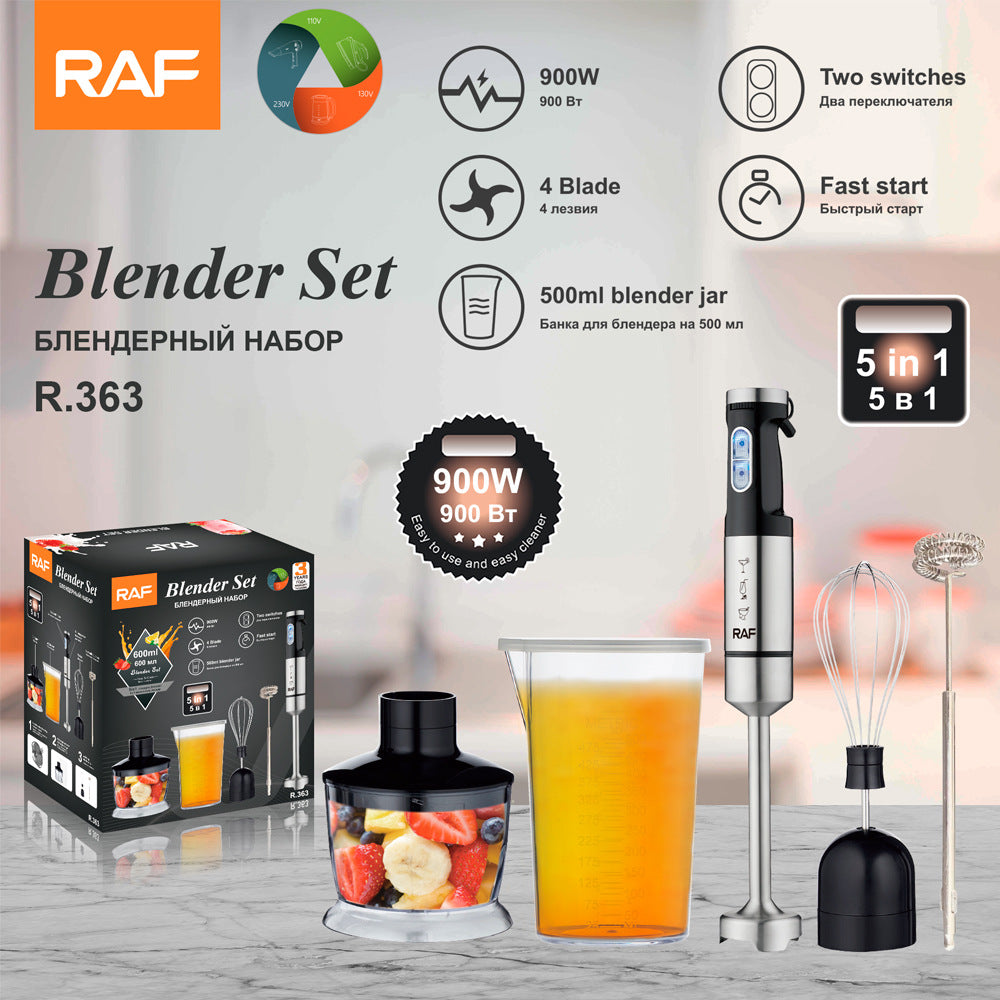 RAF European Standard Portable Household Food Blender 5-in-1 Electric Stainless Steel Cooking Stick Mixer363